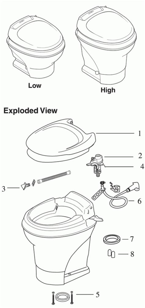 Thetford diagram for aqua magic v toilet parts